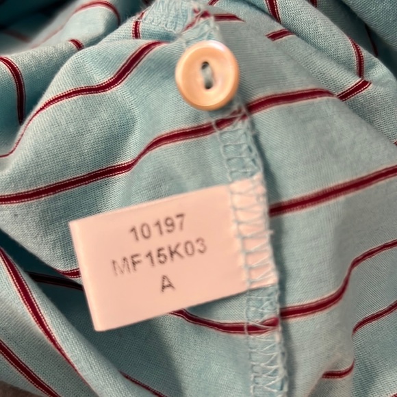 Peter Millar golf polo T-shirt size Large “ceramic” blue with burgundy stripes - Picture 7 of 11